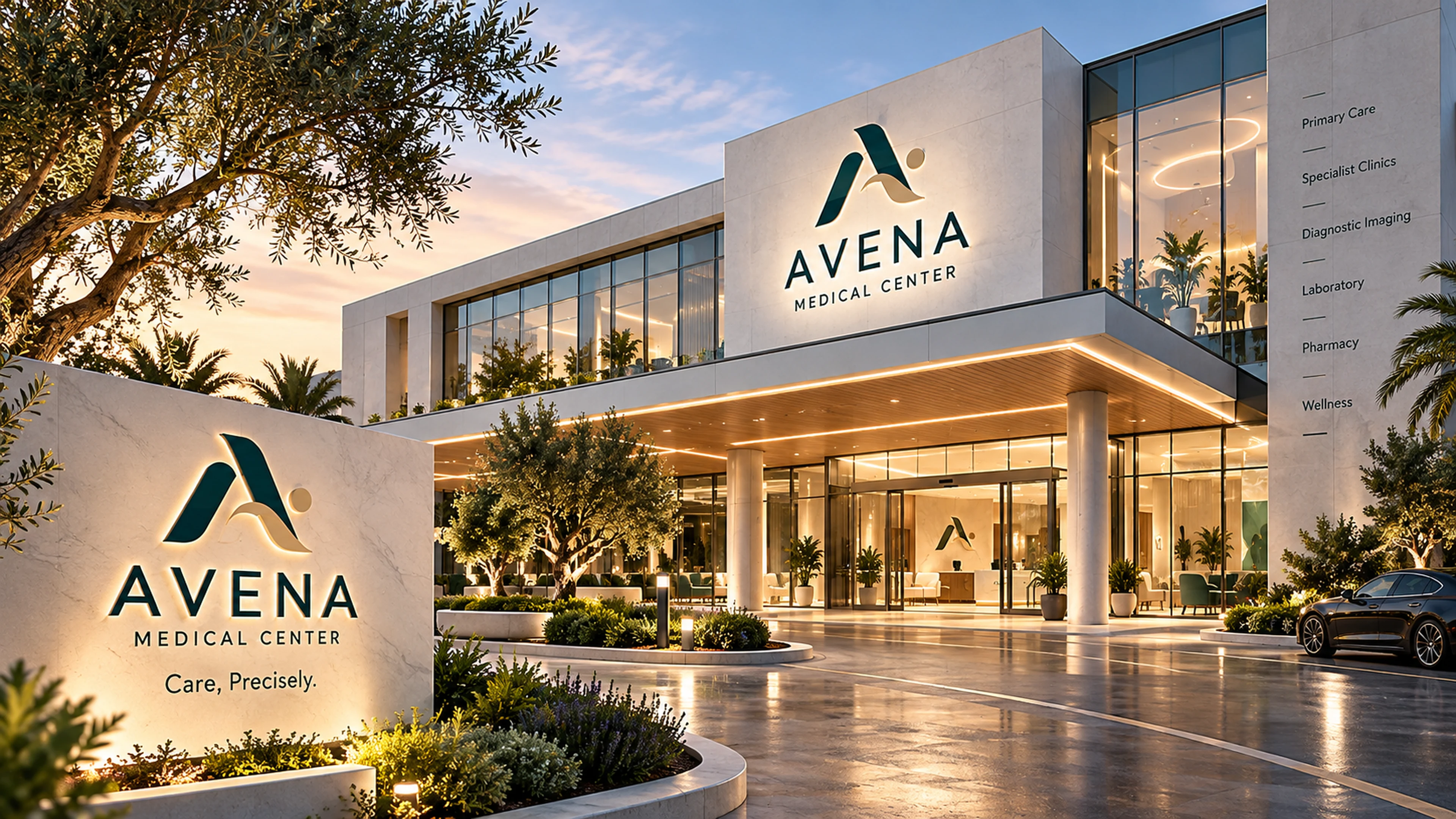 AVENA Medical Center exterior brand identity hero