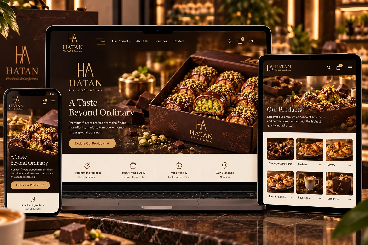 HATAN website and online shop mockup