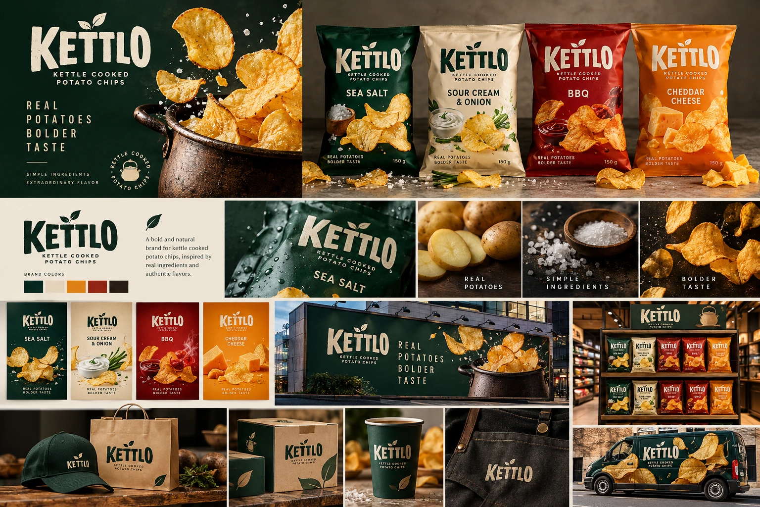 KETTLO brand identity and packaging presentation