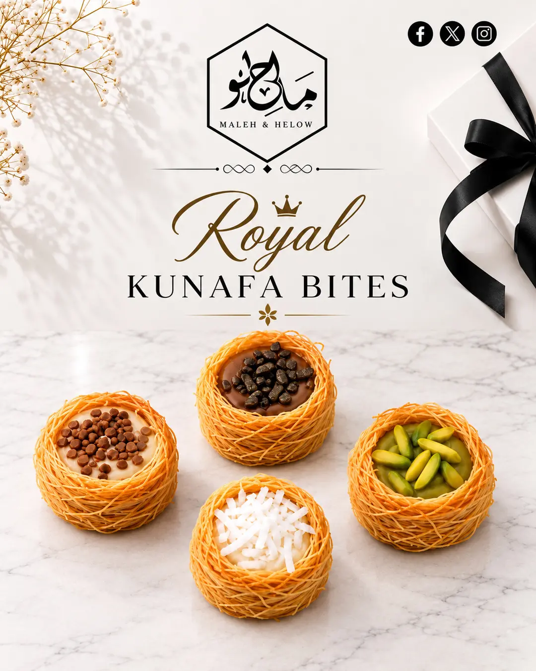 MALEH & HELOW Royal Kunafa Bites campaign design