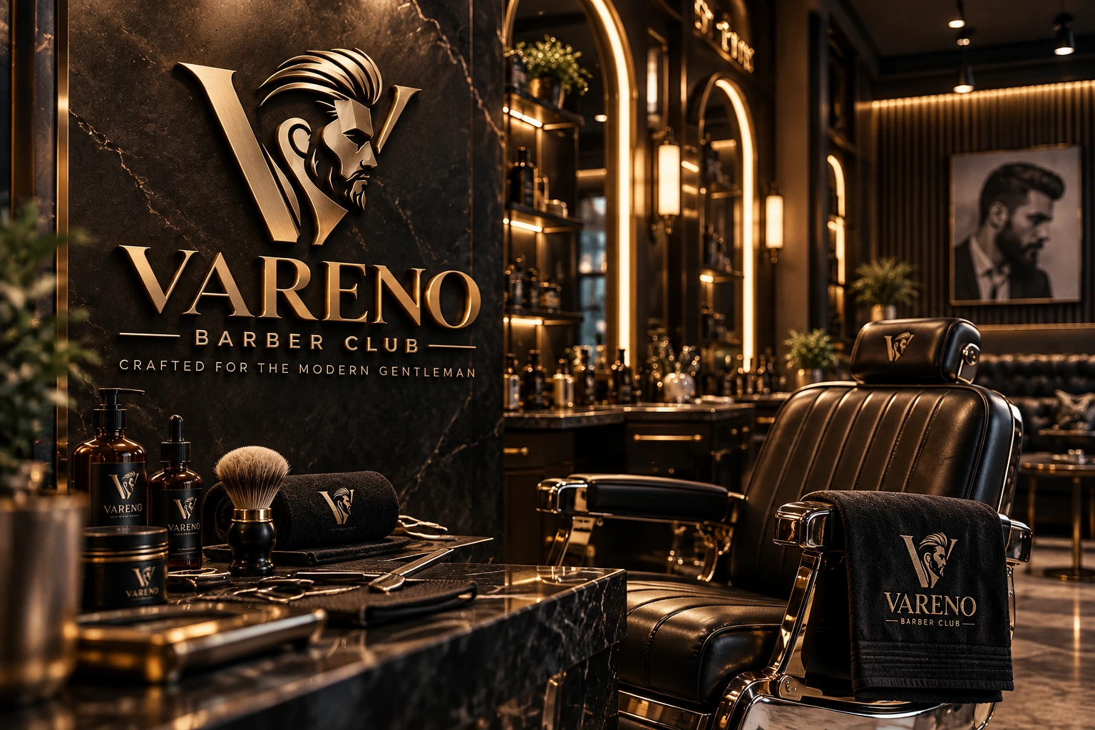 VARENO premium barber club hero showcase
