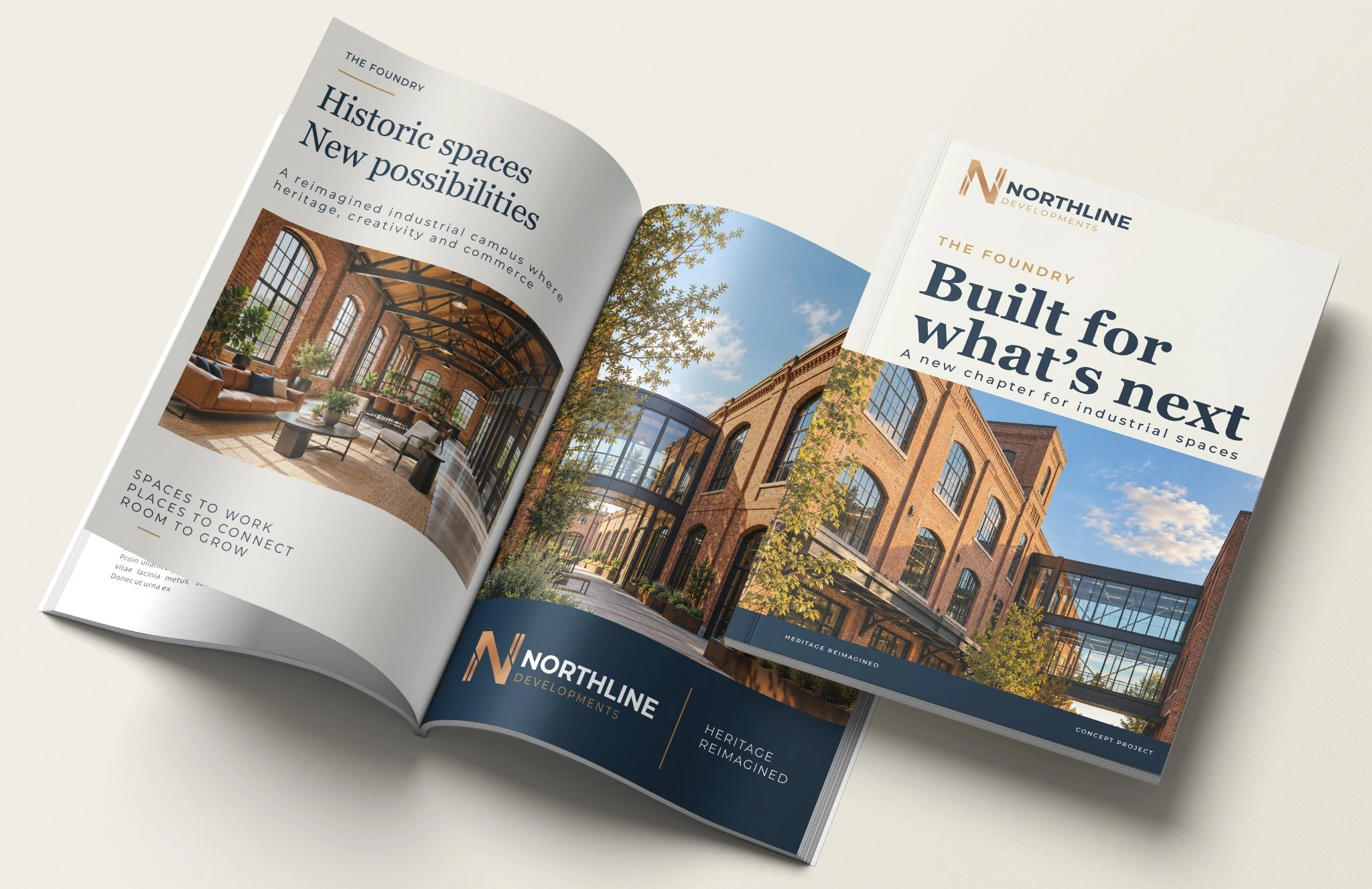 NORTHLINE Developments — The Foundry brochure identity presentation