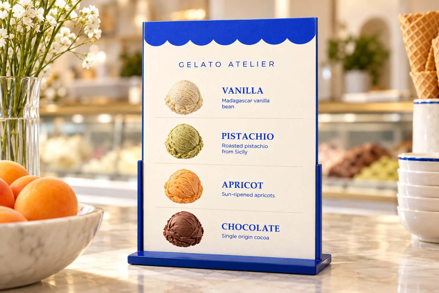 Four-flavour tabletop menu